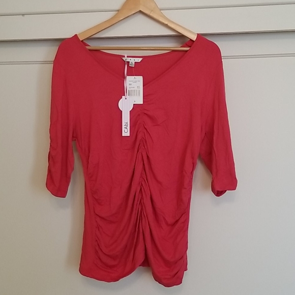 CAbi Tops - 🆕 CAbi Rouched V Neck Tee Shirt